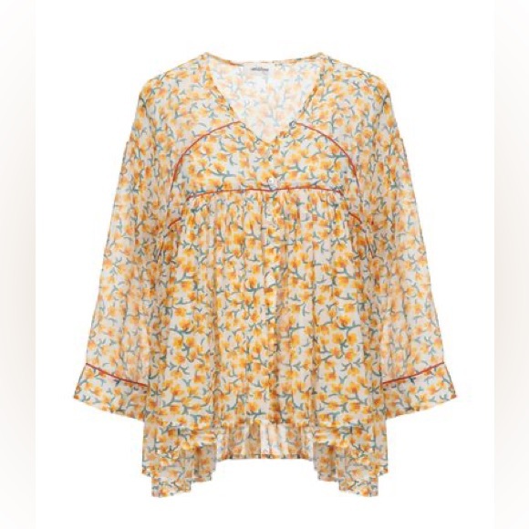 Ottod’ame Anthropologie Unica Peasant Floral Blouse Boho Hippie - Picture 2 of 9